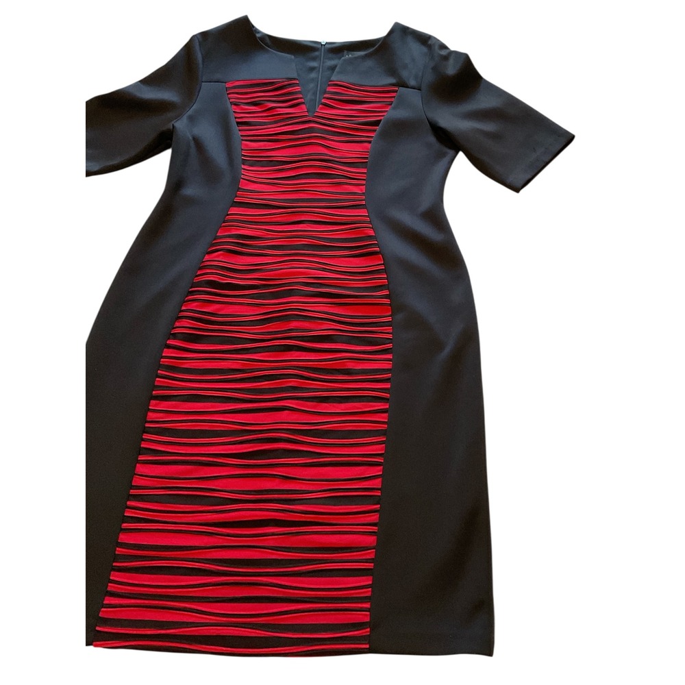 Connected Apparel Women's Black Red Career Dress Size 16 Short Sleeve‎